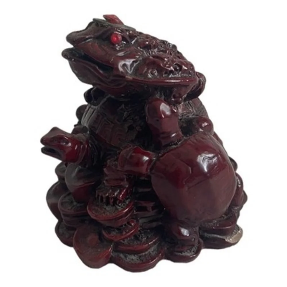 Vintage Asian Feng Shui Money Frog Toad Statue Figurine Wealth Luck 3.5